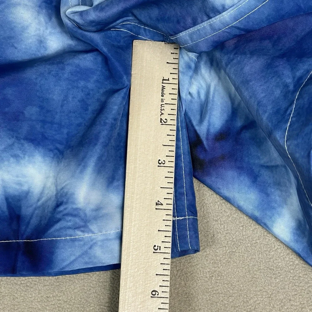 Bather Shorts Mens XL Blue Ne-Maki‎ Shibori Swim Trunk Lined Elastic Waist